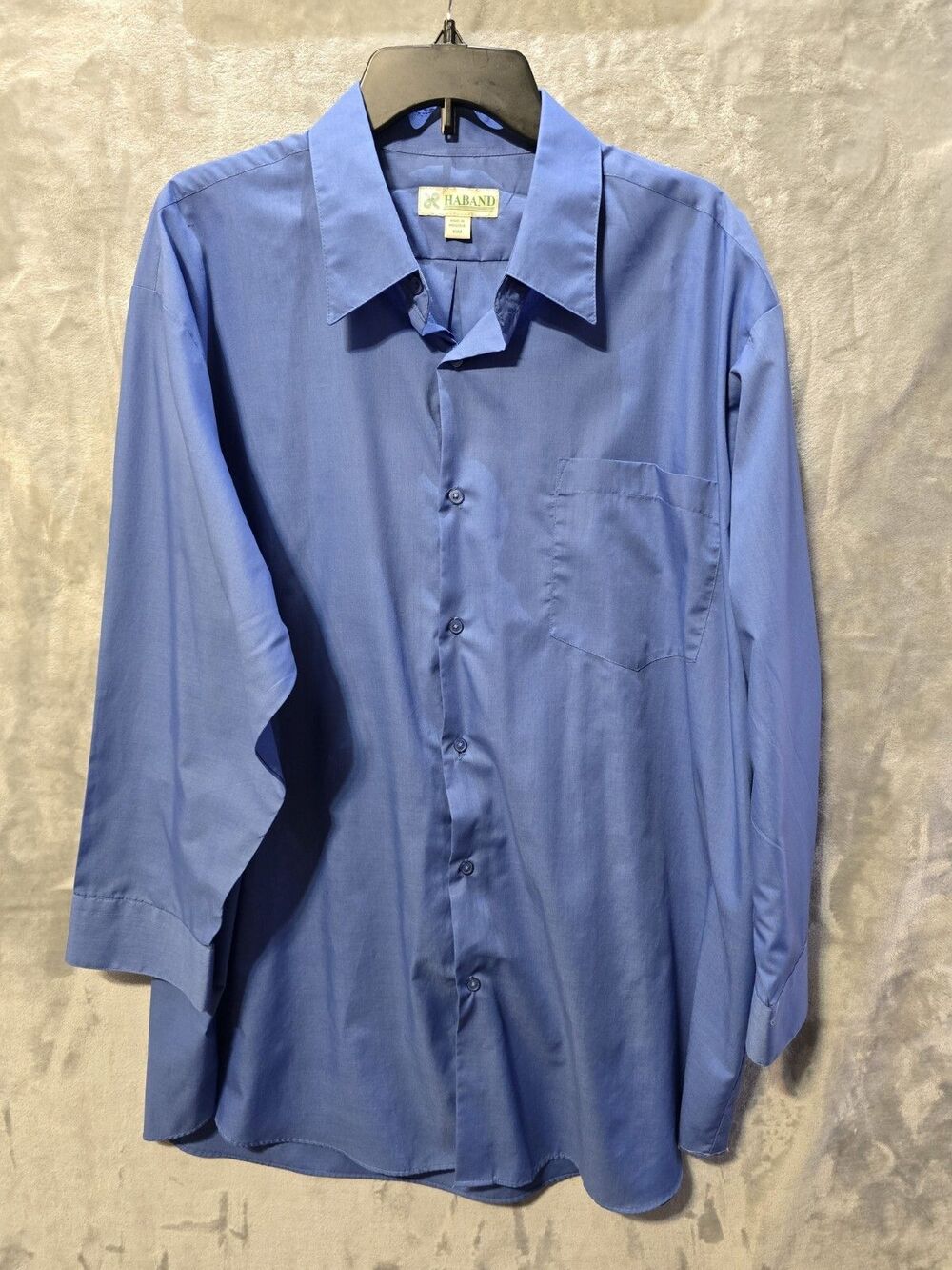 Vintage Haband Dress Shirt Mens 18M XXL Long Sleeve Blue Classic Preppy